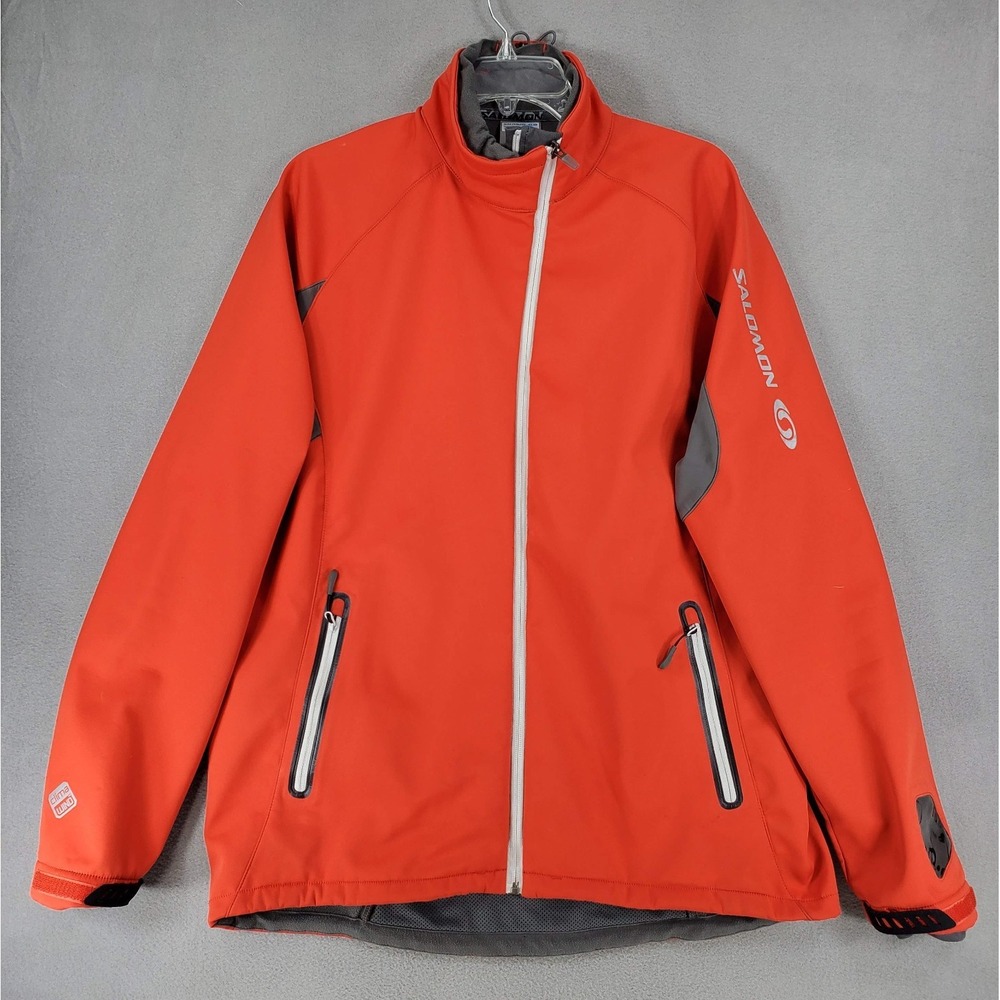 Salomon Jacket Mens XL Red Clima Wind‎ Full Zip Softshell Running Training